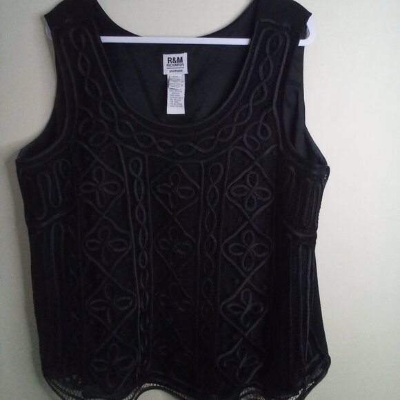 R & M Richards Tops - R & M Richards Blouse Women 22W 22 Sleeveless Lace Lined Feminine Goth Black